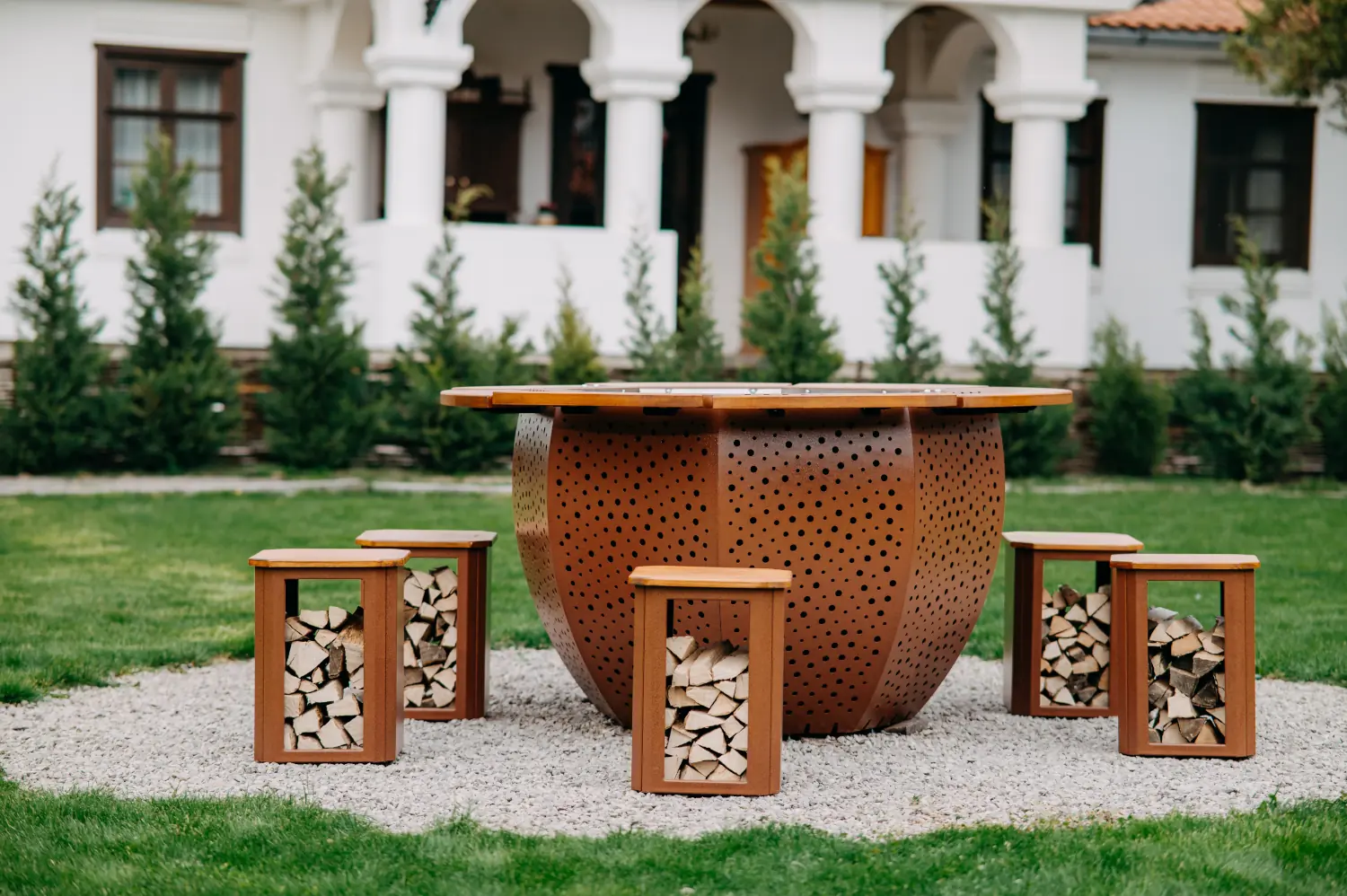Radiant with side tables